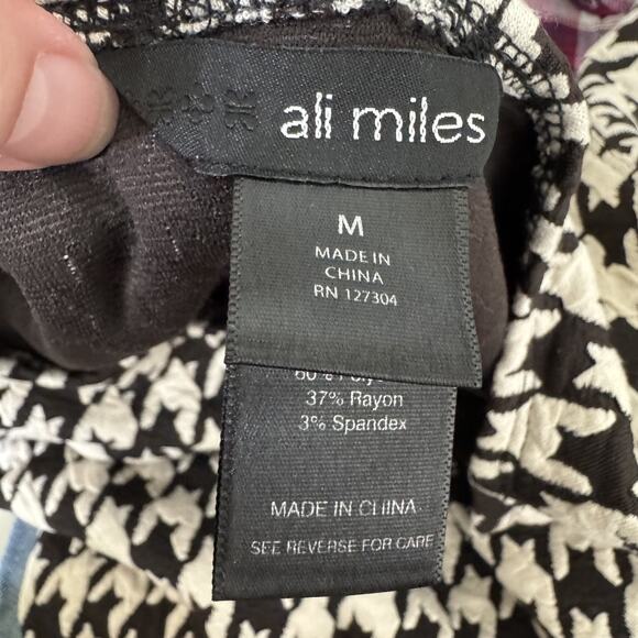 Ali Miles Top Womens Medium Black White Houndstooth Bell Sleeve Artsy Langenlook - Picture 4 of 11